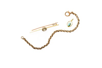 Lot 239 - A Cultured Pearl and Diamond Bar Brooch, the...