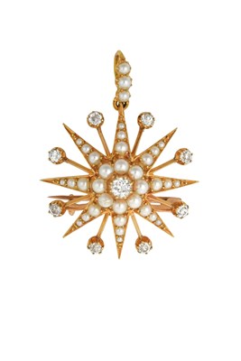 Lot 2382 - A Split Pearl and Diamond Brooch/Pendant,...