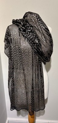 Lot 2213 - Circa 1920s Black Assuit Shawl, 70cm by 225cm