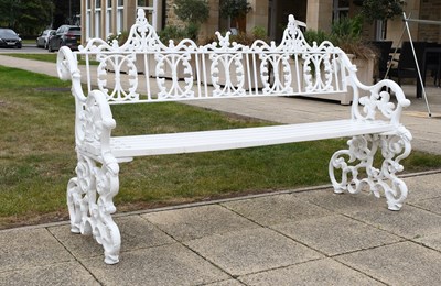 Lot 639 - A Victorian-Style White-Painted Garden Bench,...