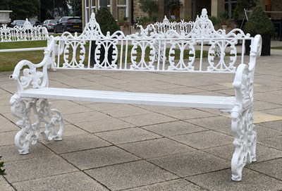 Lot 637 - A Victorian-Style White-Painted Garden Bench,...