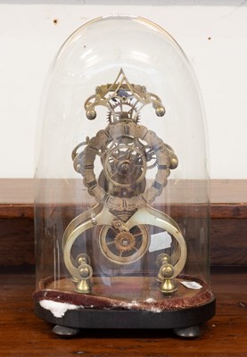 Lot 1407 - A Victorian Brass Skeleton Mantel Timepiece,...