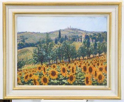 Lot 55 - Lionel Aggett (1938-2009) "Sunflowers below...
