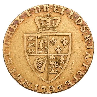 Lot 4 - George III, Half-Guinea 1793, fifth laureate...