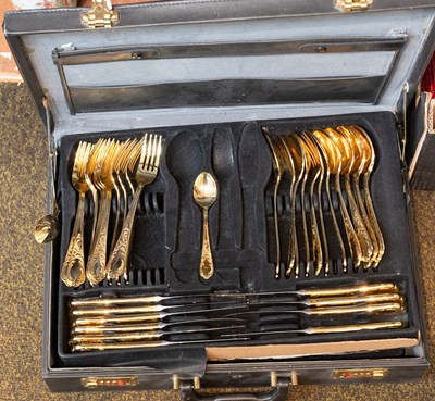 Lot 186 - An Edelstahl German Gold Plated Table Service...