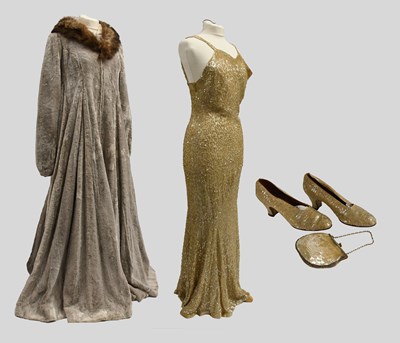 Lot 2094 - Circa 1930s Cream Evening Dress and...
