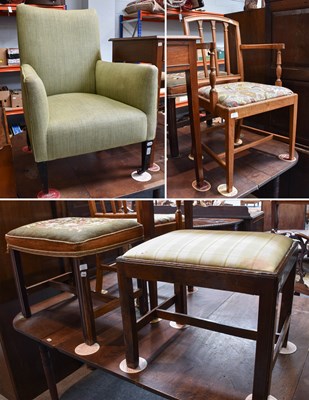 Lot 1283 - An Edwardian Upholstered Armchair, on square...