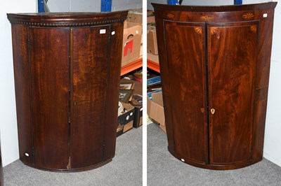 Lot 1290 - A George III Mahogany Bow Front Hanging Corner...
