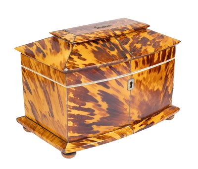 Lot 207 - A Regency Tortoiseshell Tea Caddy, circa 1830,...