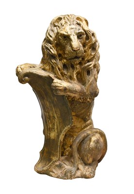 Lot 161 - A Carved Giltwood Model of a Heraldic Lion,...