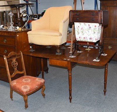 Lot 1240 - A Regency Mahogany Drop Leaf Games Table, on...