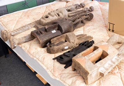 Lot 185 - Five West African Carved Wood Masks, including...