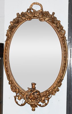 Lot 1233 - A Giltwood and Gesso Girandole Wall Mirror,...