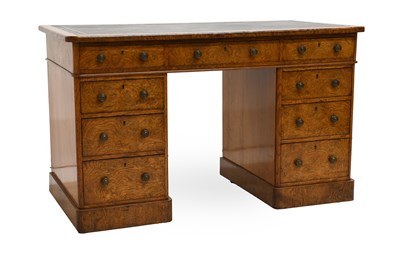 Lot 574 - A Victorian Brown Oak Double Pedestal Desk,...
