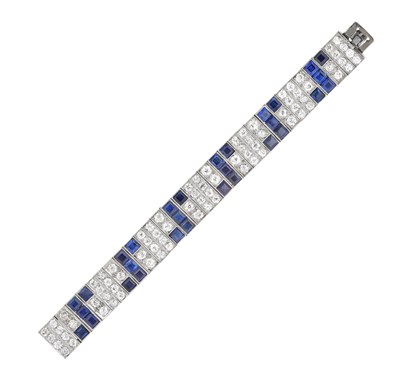Lot 2297 - An Art Deco Style Synthetic Sapphire and...