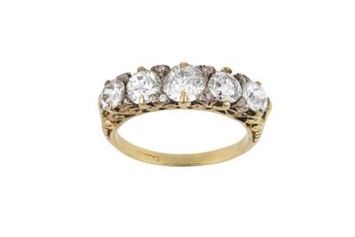 Lot 2278 - A Diamond Five Stone Ring the graduated old...