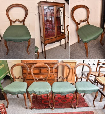 Lot 1408 - Six Late Victorian Balloon Back Dining Chairs,...