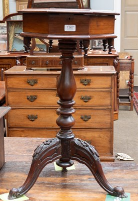Lot 1367 - A Victorian Mahogany Pedestal Work Table, the...