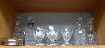Lot 26 - Silver Collared Cut Glass Decanter, three...