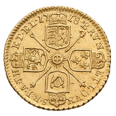 Lot George I, Quarter Guinea 1718, (Bull 550,...
