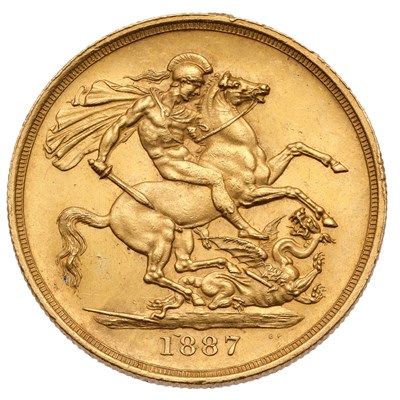 Lot Victoria, Two Pounds 1887, smaller date, small...