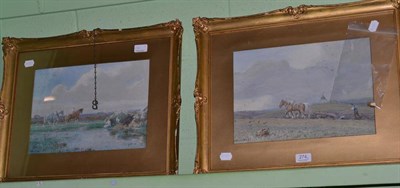 Lot 274 - Pair of watercolours of farming landscapes by Max Ludby RI