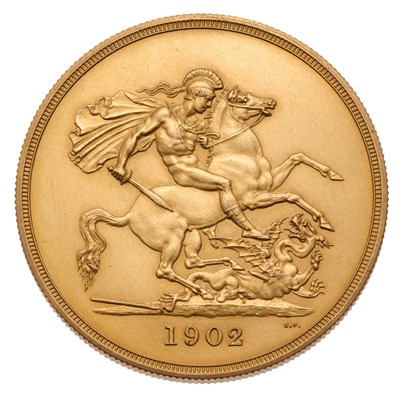 Lot Edward VII, Matt Proof Five Pounds 1902,...