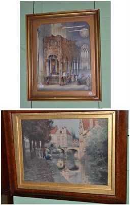 Lot 276 - A 19th century French school, Cathedral interior and a framed print