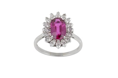 Lot 2250 - A Synthetic Ruby and Diamond Cluster Ring the...