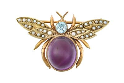 Lot 2386 - A 9 Carat Gold Amethyst, Blue Zircon and Split...