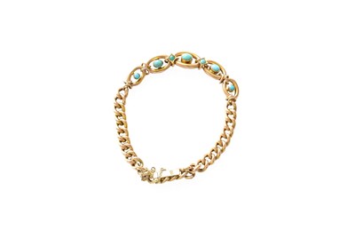 Lot 243 - A Turquoise Bracelet, five oval links and two...