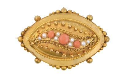 Lot 2372 - A Coral and Split Pearl Brooch, circa 1860 the...