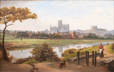 Lot 1201 - Phillip Hill (19th Century) View of Durham...