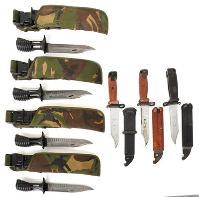 Lot 320 - Four British Army L3A1 Bayonets, each with...