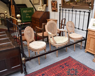 Lot 1414 - A Victorian Brass and Black-Painted Bedstead,...