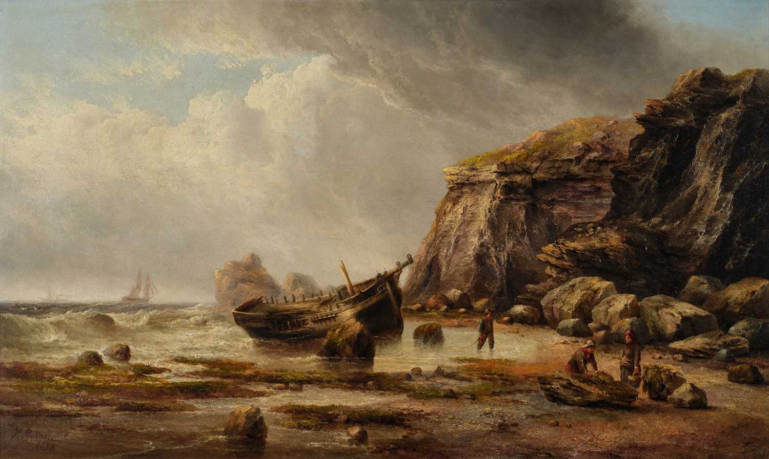 Lot 1076 - Henry Redmore (1820-1887) "Saltwick Bay,...