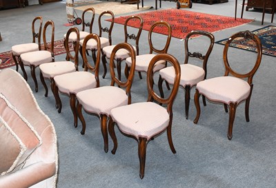 Lot 1221 - A Set of Six Victorian Walnut Ballon Back...