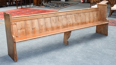Lot 1223 - A Victorian Pitch Pine Church Pew, 284cm
