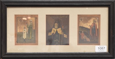 Lot 1087 - A Russian Triptych Orthodox Icon, 19th century,...