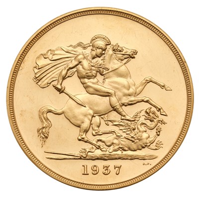 Lot George VI, Proof Five Pounds 1937, Coronation...