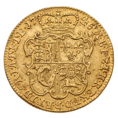 Lot George II, Guinea 1745, intermediate laureate...