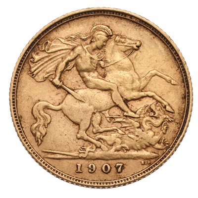 Lot 138 - Edward VII, Half Sovereign 1907, (Marsh 510, S....