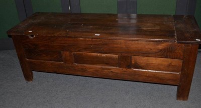 Lot 293 - An oak chest of plank construction with lift off lid