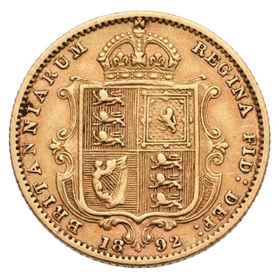 Lot 97 - Victoria, Half Sovereign 1892, low shield...