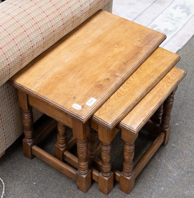 Lot 1341 - A Modern Nest of Three Oak Tables, 58cm by...