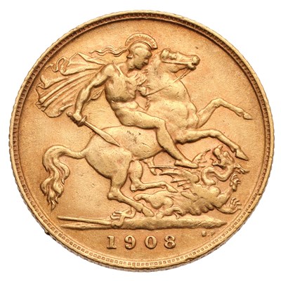 Lot 142 - Edward VII, Half Sovereign 1908, (Marsh 511, S....