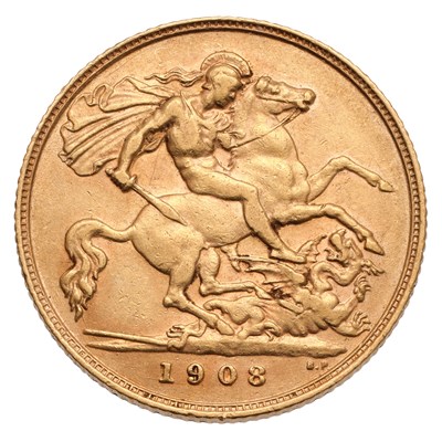 Lot 141 - Edward VII, Half Sovereign 1908, (Marsh 511, S....