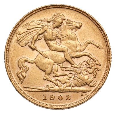 Lot 140 - Edward VII, Half Sovereign 1908, (Marsh 511, S....