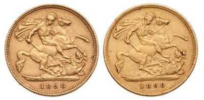 Lot 110 - 2x Victoria, Half Sovereigns 1898, (both Marsh...