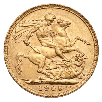 Lot 132 - Edward VII, Sovereign 1905, (Marsh 177,...